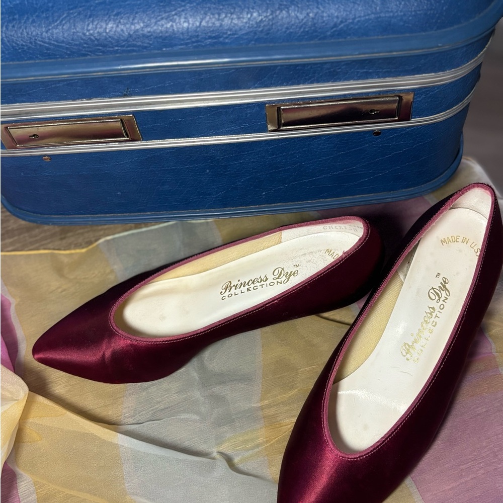 Vintage 1980s Princess Dye Collection Satin Heels 7 - Picture 4 of 6